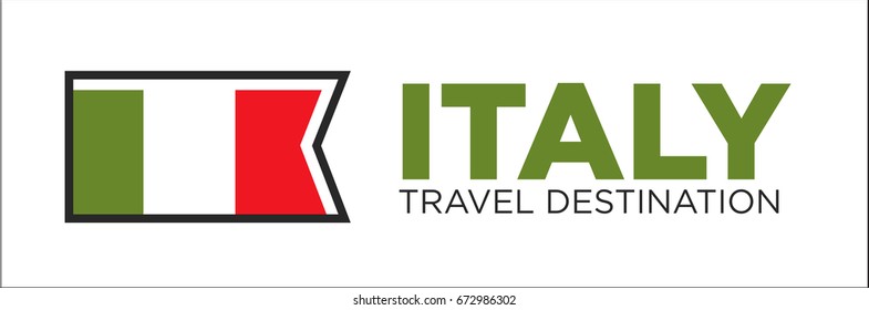 Italy travel destination promotional poster with national flag