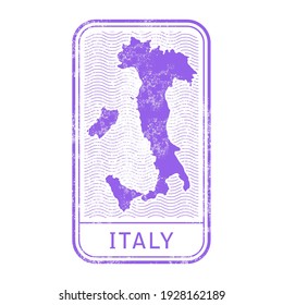 Italy Travel Stamp With Map Outline, Italy Journey, Vector