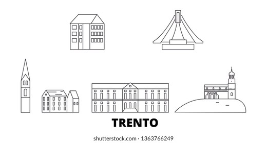 Italy, Trento line travel skyline set. Italy, Trento outline city vector illustration, symbol, travel sights, landmarks.