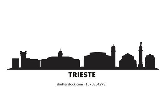 Italy, Trieste city skyline isolated vector illustration. Italy, Trieste travel black cityscape