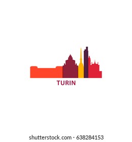 Italy Turin cool city landscape skyline panorama silhouette shape vector logo banner