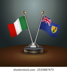 A tabela Itália e Turk e Caicos sinaliza a relação com o plano de fundo gradiente. Ilustração de vetor