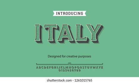 Italy typeface.For labels and different type designs
