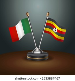 Tabela da Itália e Uganda sinaliza relação com fundo de gradiente. Ilustração de vetor