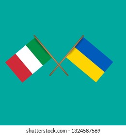 Italy and Ukraine crossed flags.Language learning or travel concept 