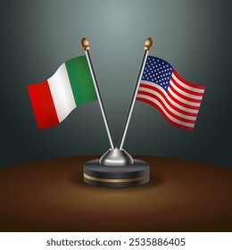 A tabela da Itália e dos Estados Unidos sinaliza a relação com o plano de fundo gradiente. Ilustração de vetor