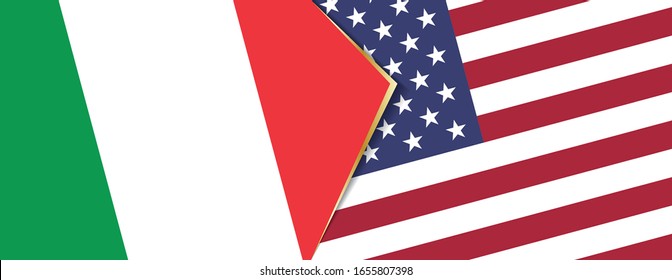 Italy and USA flags, two vector flags symbol of relationship or confrontation.