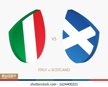 Italy v Scotland rugby match, rugby tournaments icon. Vector template.