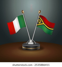 Italy and Vanuatu table flags relation  with gradient backgrund. Vector Illustration