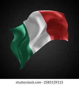 Italy, vector 3d flag with waves on a black background