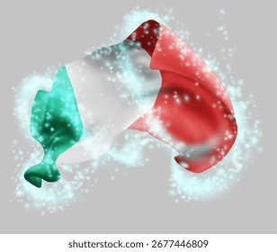 Italia, Vector 3d en un torbellino de magia radiante