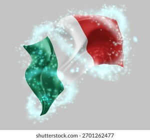 Italia, Vector 3d en un torbellino de magia radiante