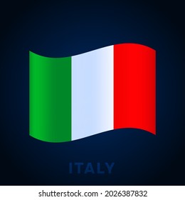 italy vector flag. Waving national flag of Italy isolated on dark background. Official colors and proportion of flag. Vector illustration.