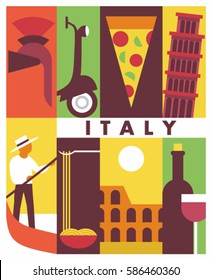 Italy Vector Flat Illustration Icon Set Stock Vector (Royalty Free ...