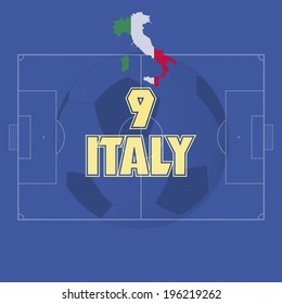 italy vector illustration, map with soccer ball