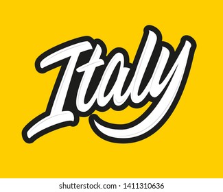 Italy vector lettering sign on yellow background