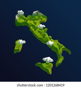 Italy Vector Low Poly 3D Cartoon Map