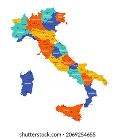 Italy vector map. High detailed illustration with borders and cities