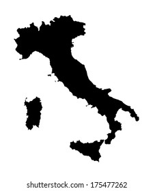 Italy vector map silhouette isolated on white background. Italy map silhouette.