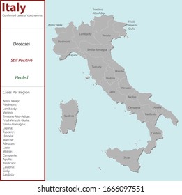 Italy vector map with space to update statistics about coronavirus spread