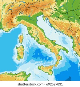 Italy vector physical map