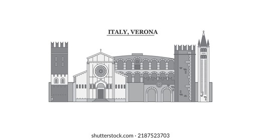 Italy, Verona city skyline isolated vector illustration, icons