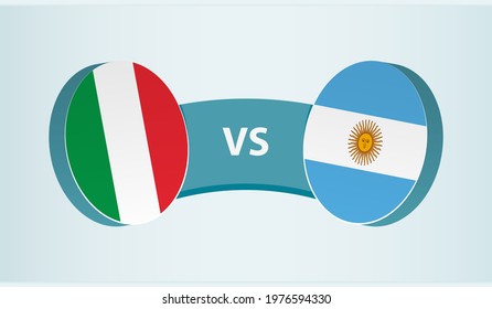 Italy versus Argentina, team sports competition concept. Round flag of countries.