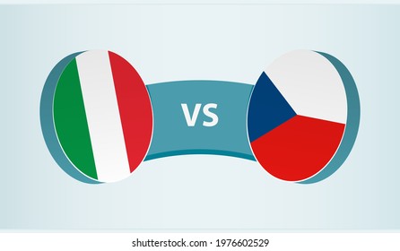 Italy versus Czech Republic, team sports competition concept. Round flag of countries.