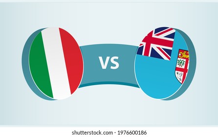 Italy versus Fiji, team sports competition concept. Round flag of countries.