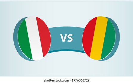 Italy versus Guinea, team sports competition concept. Round flag of countries.