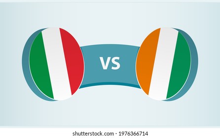 Italy versus Ivory Coast, team sports competition concept. Round flag of countries.