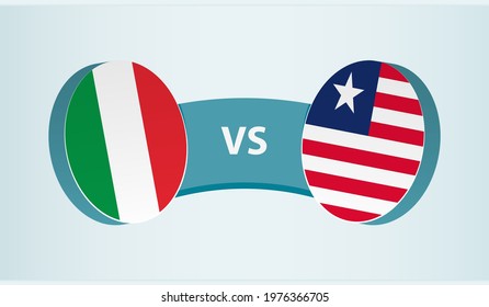 Italy versus Liberia, team sports competition concept. Round flag of countries.