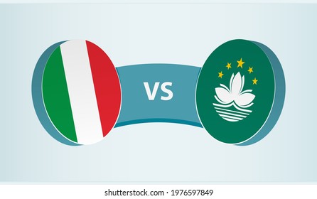 Italy versus Macau, team sports competition concept. Round flag of countries.