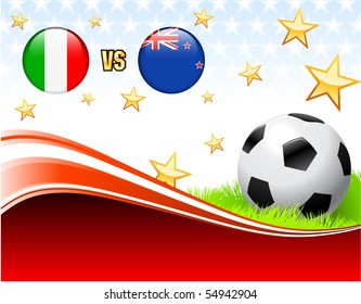 Italy versus New Zealand on Abstract Red Background with Stars Original Illustration