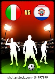 Italy versus Paraguay on Stadium Event Background Original Illustration