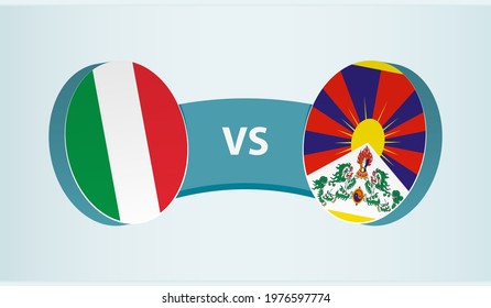 Italy versus Tibet, team sports competition concept. Round flag of countries.