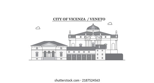 Italy, Vicenza city skyline isolated vector illustration, icons