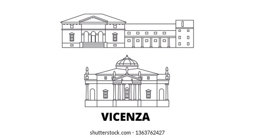 Italy, Vicenza line travel skyline set. Italy, Vicenza outline city vector illustration, symbol, travel sights, landmarks.