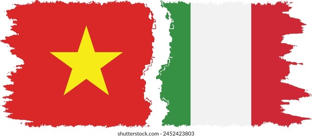 Italy and Vietnam grunge flags connection, vector