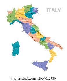 Italy vintage map. High detailed vector map with pastel colors, cities and geographical borders