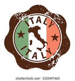 italy vintage rubber stamp, flag colors, vector illustration 