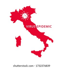 Italy Virus Epidemic country of Europe, European map illustration, vector isolated on white background