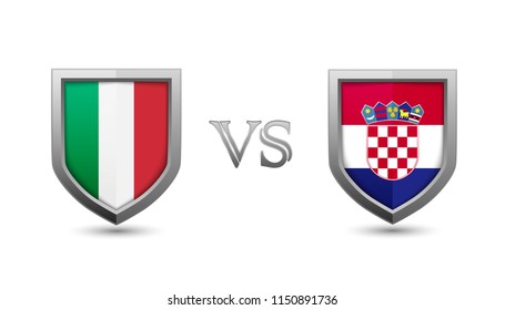 Italy vs croatia flag shield badges for international championship football competition