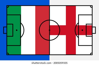 italy vs england concept. vector illustration. football field