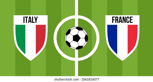 italy vs france, teams shield shaped national flags