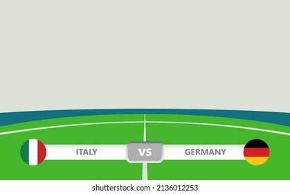 Italy vs Germany football match preview with lower third. Soccer stadium template.