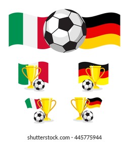 italy vs germany set flag soccer concept on white