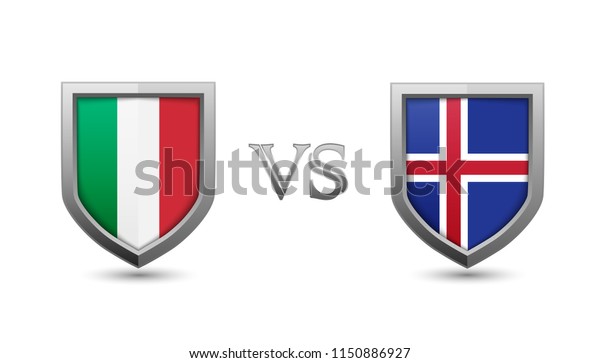 Italy Vs Iceland Flag Shield Badges Stock Vector Royalty Free 1150886927