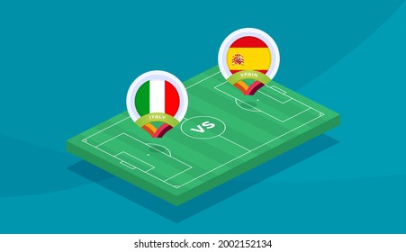 italy vs spain match vector illustration Football euro 2020 championship