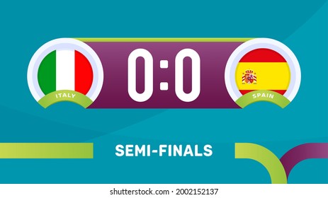 italy vs spain match vector illustration Football euro 2020 championship